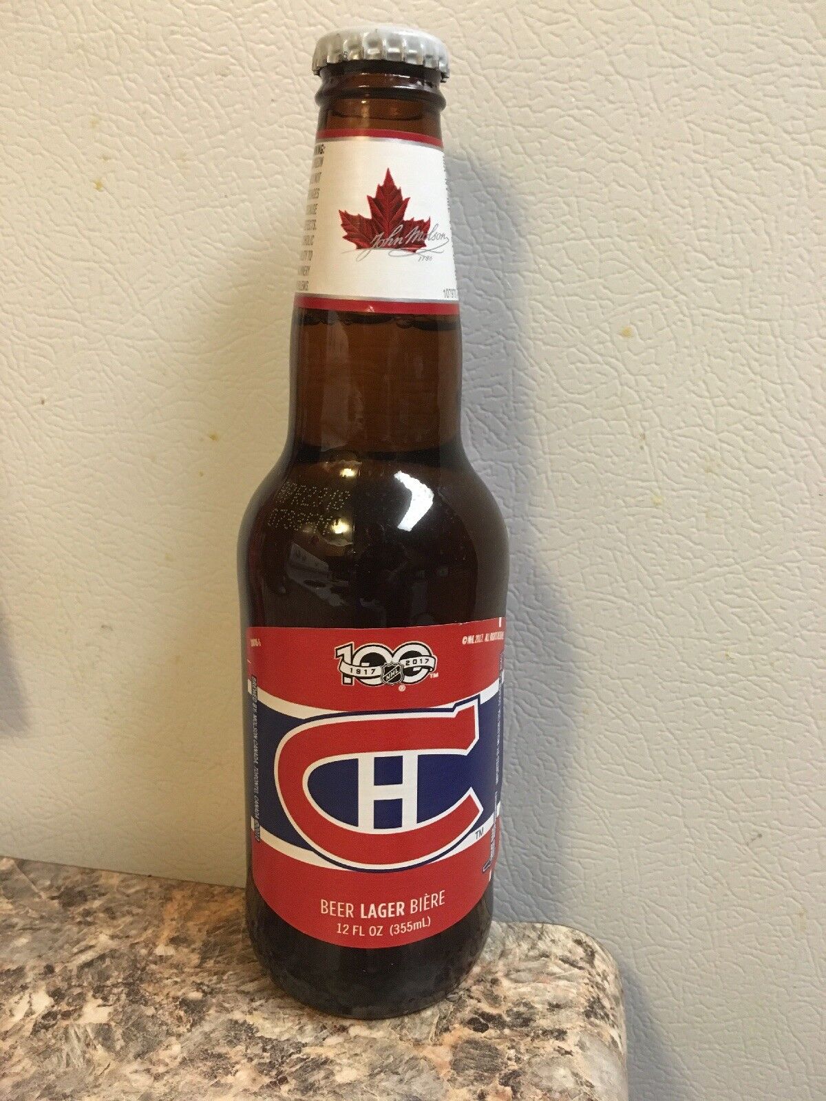 2017 100 year anniversary Molson Montreal canadiens beer bottle glass collectors