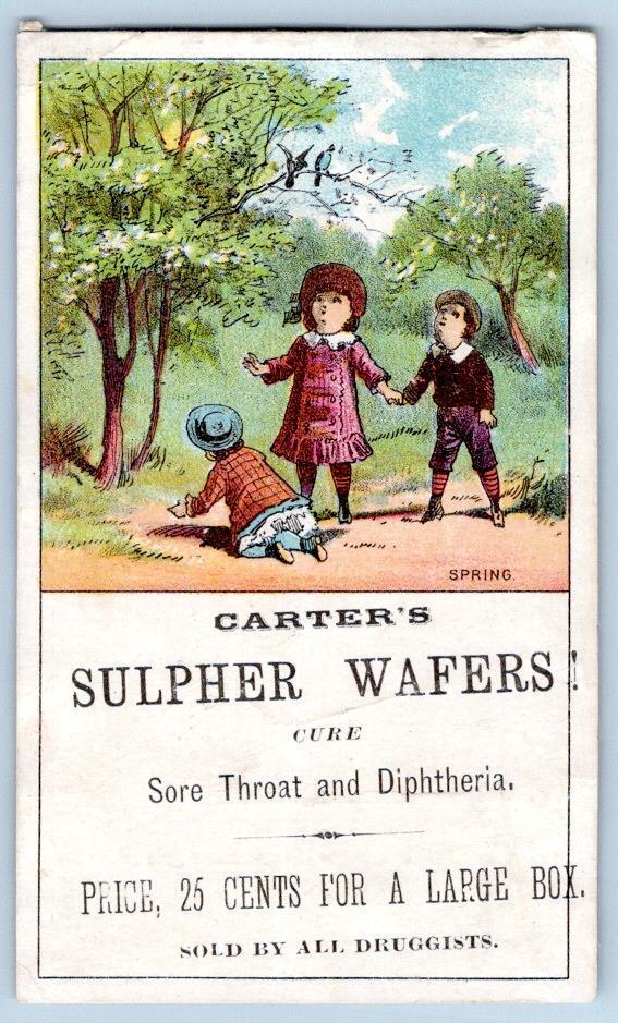 1880\'s CARTER\'S SULPHER SULPHUR WAFERS CURES SORE THROAT DIPHTHERIA QUACKERY