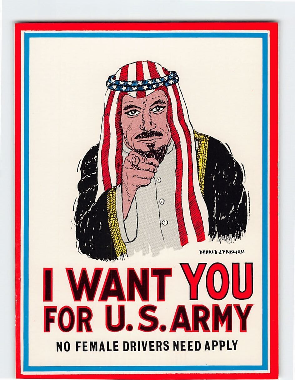 Postcard I Want You For U.S. Army, No Female Drivers Need Apply
