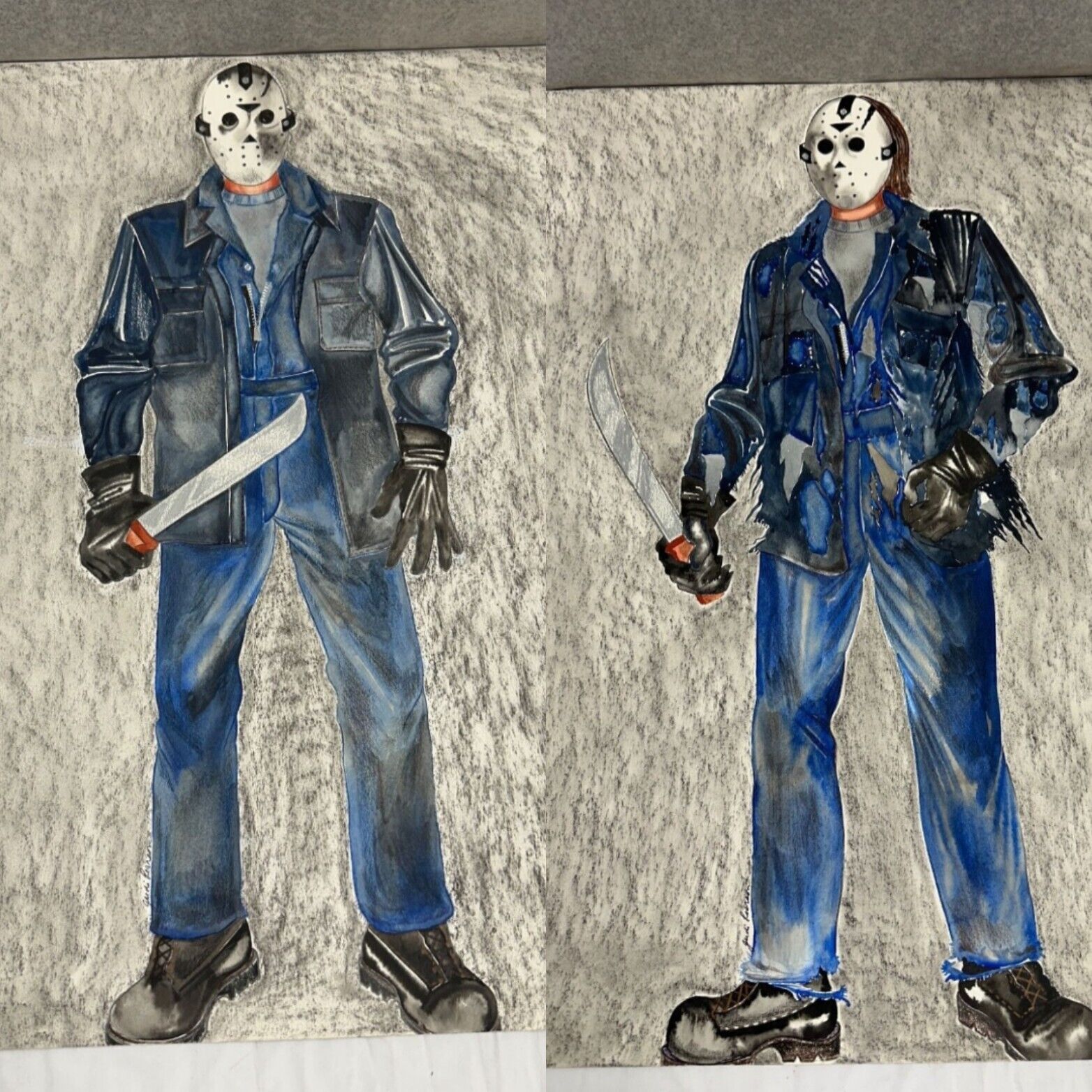 Freddy vs Jason Movie Original Paintings Judi Pearson Friday the 13th Horror