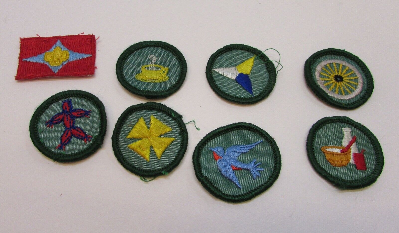 Group Eight Small Vintage 1950\'s Boy Girl Cub Guide Scout Small Various Patches