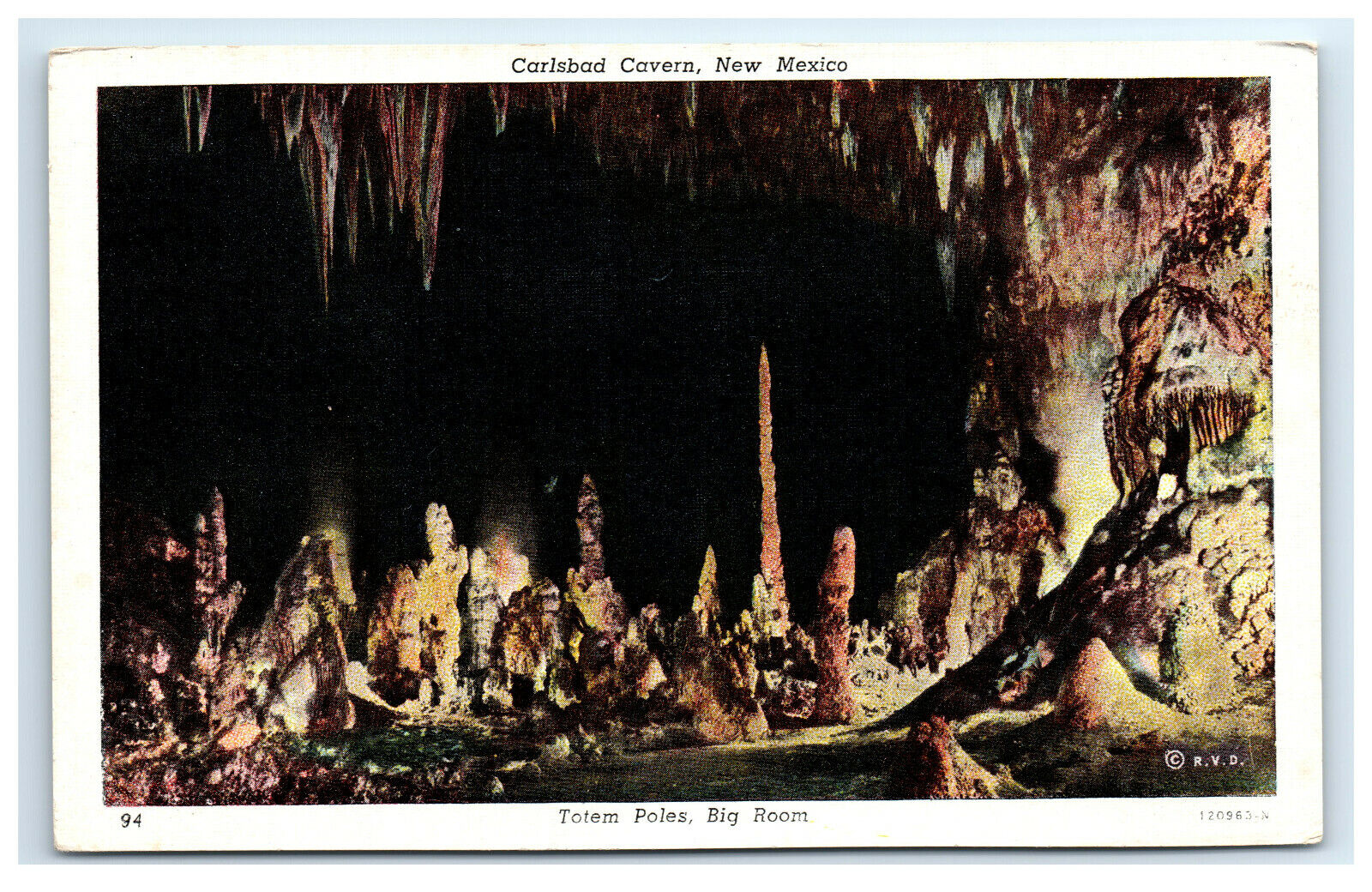 Postcard Totem Poles, Big Room, Carlsbad Cavern, NM C5