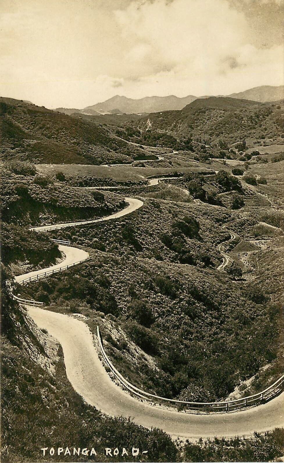 Vintage RPPC Postcard; Topanga Road Winding Through Canyon, CA c1920s unposted