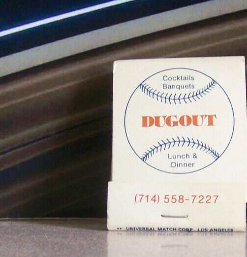 Rare Vintage Matchbook Y8 California Santa Ana Dugout Baseball Sports Theme 