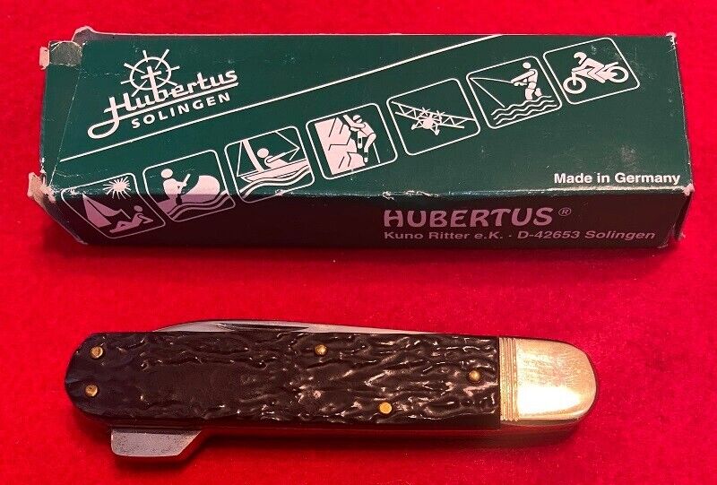HUBERTUS MANUAL FOLDING KNIFE, VINTAGE, LOCKBACK, BLACK COMPOSITE, GERMAN