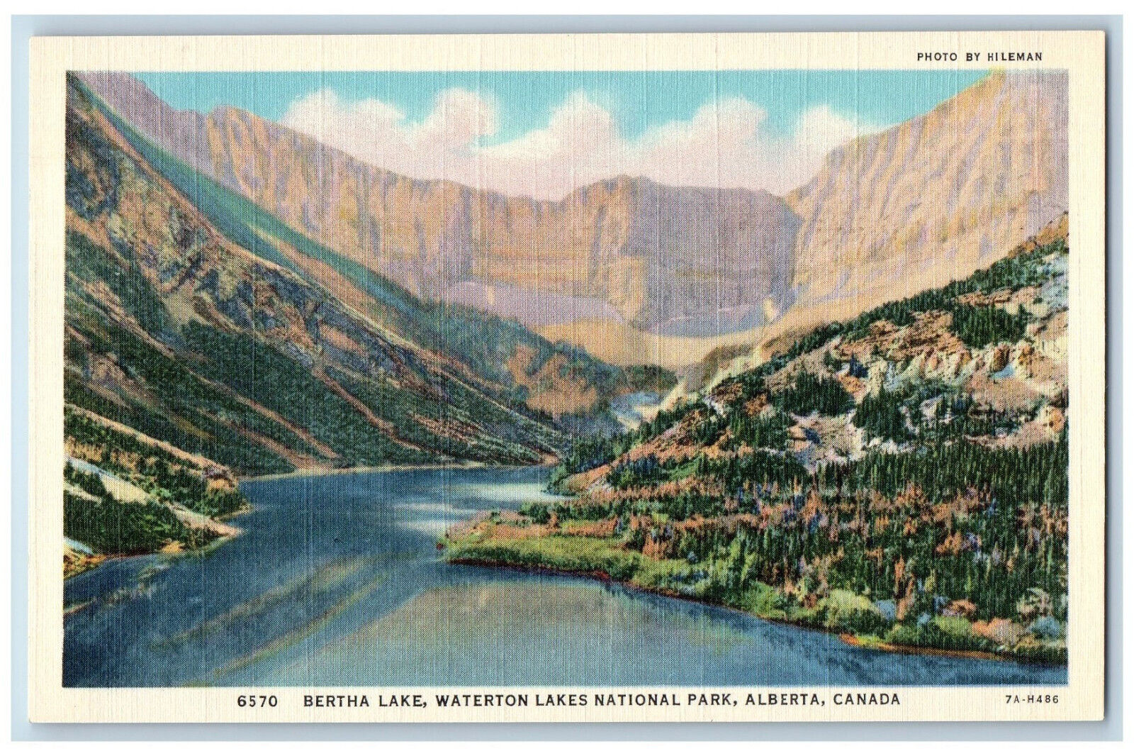 Banff Alberta Canada Postcard Wateron Lakes National Park Bertha Lake c1930\'s