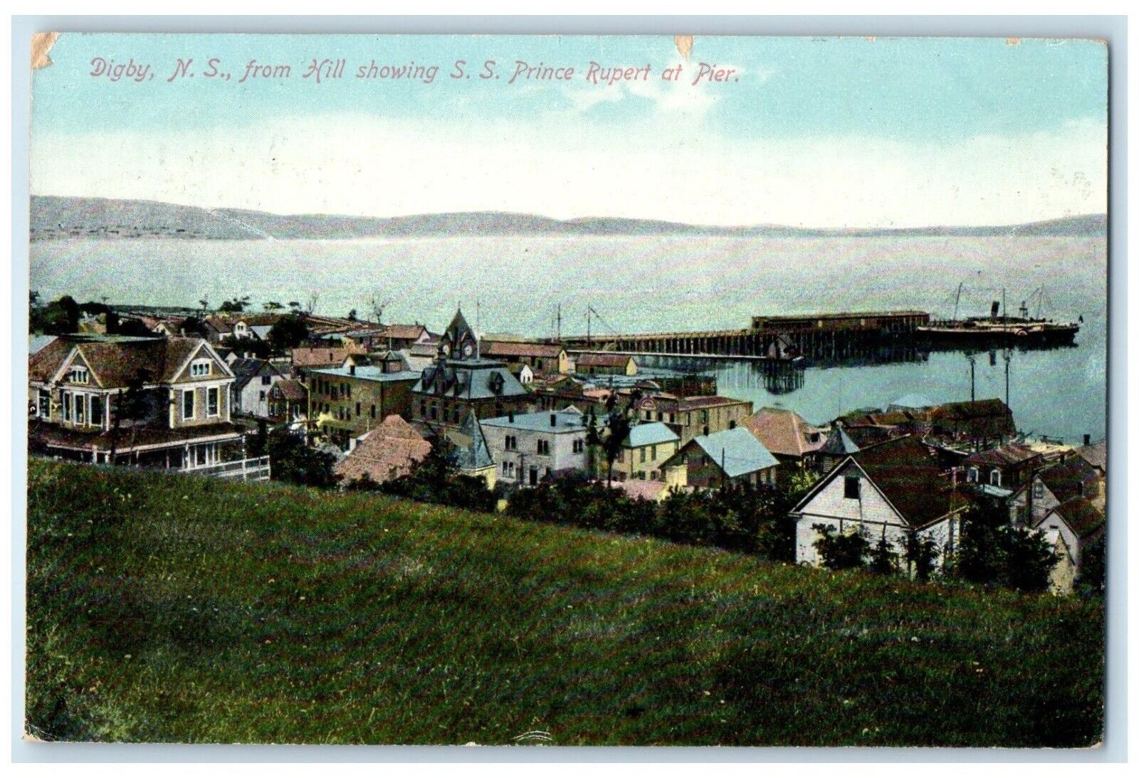 c1910 Digby Nova Scotia Showing SS Prince Rupert at Pier Canada Postcard