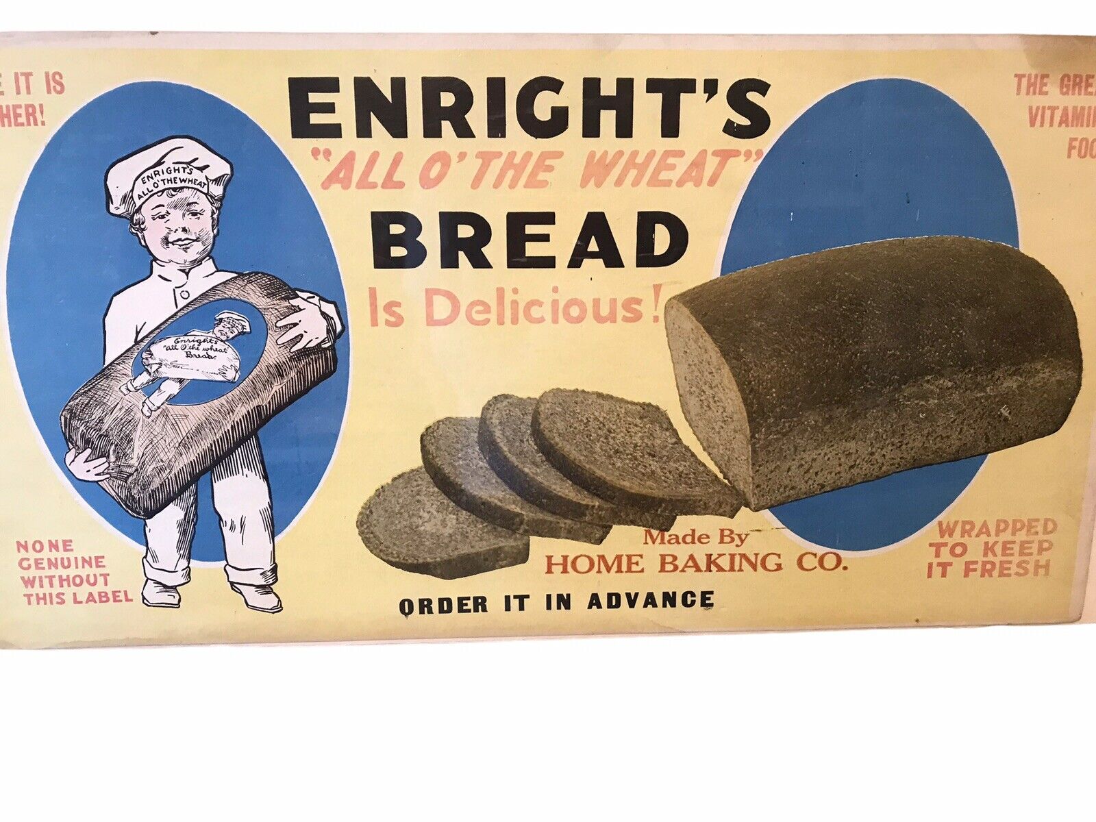 Vintage Grocery Store Advertisement Enright\'s  Bread Home Baking Co. Ad Poster