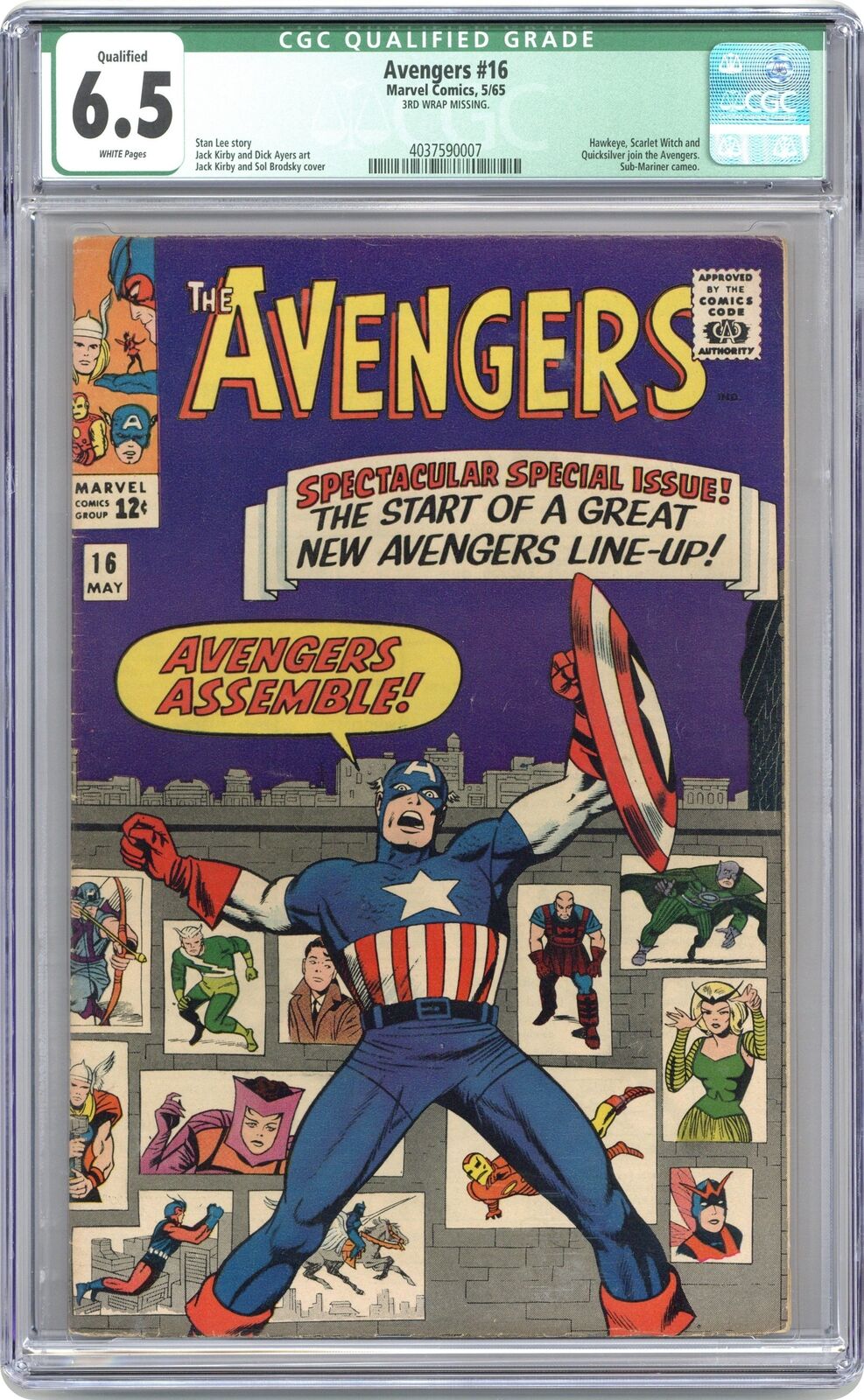 Avengers #16 CGC 6.5 QUALIFIED 1965 4037590007