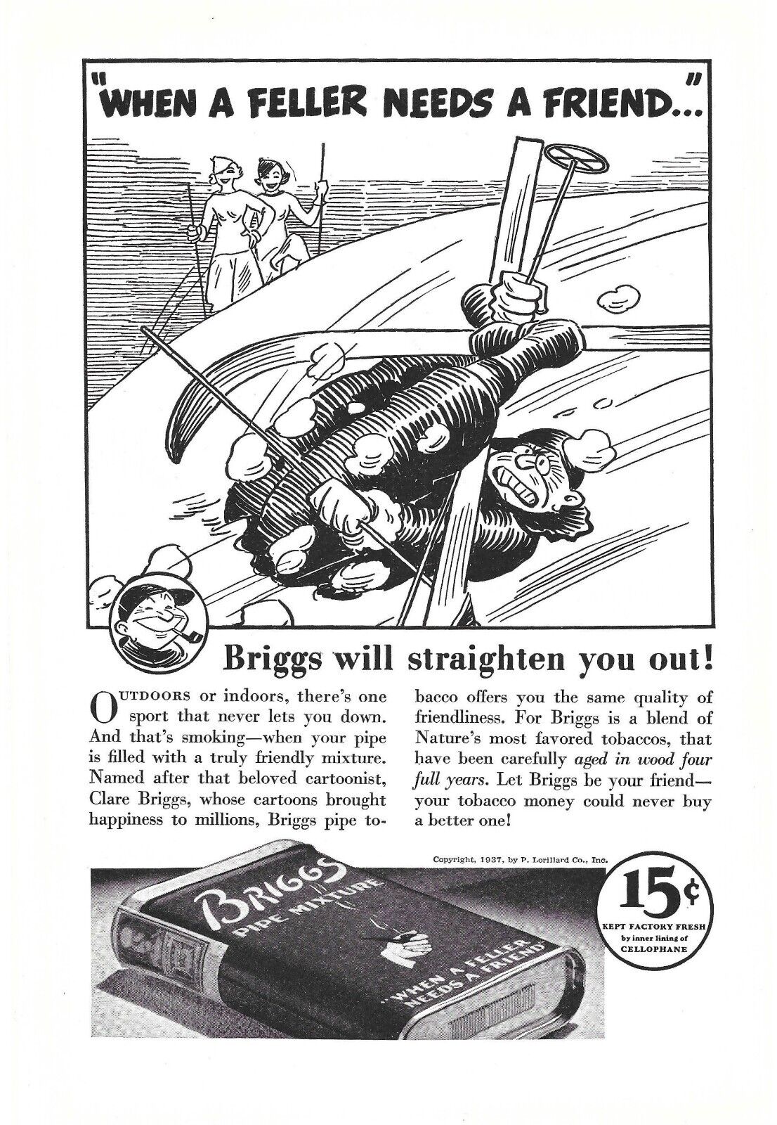 1937 Briggs Pipe Mixture Tobacco Vintage Print Ad Smoking Ephemera