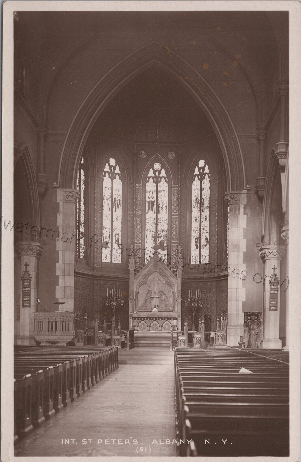 Albany, NY: RPPC of St. Peter\'s Church *interior* New York Real Photo Postcard