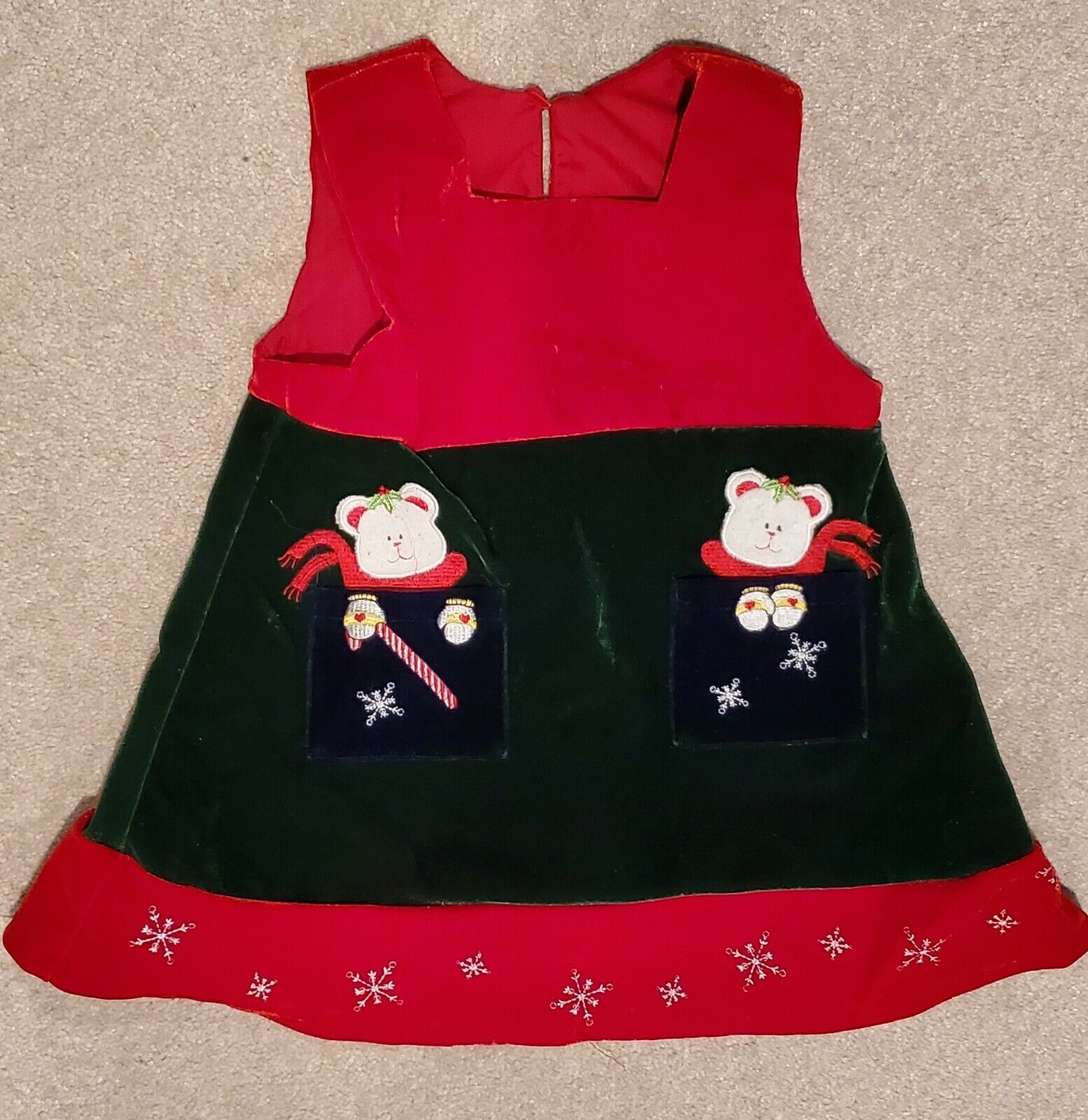 Size 18 Months Baby Girl Red Velvet Holiday Christmas Winter Jumper Dress RARE