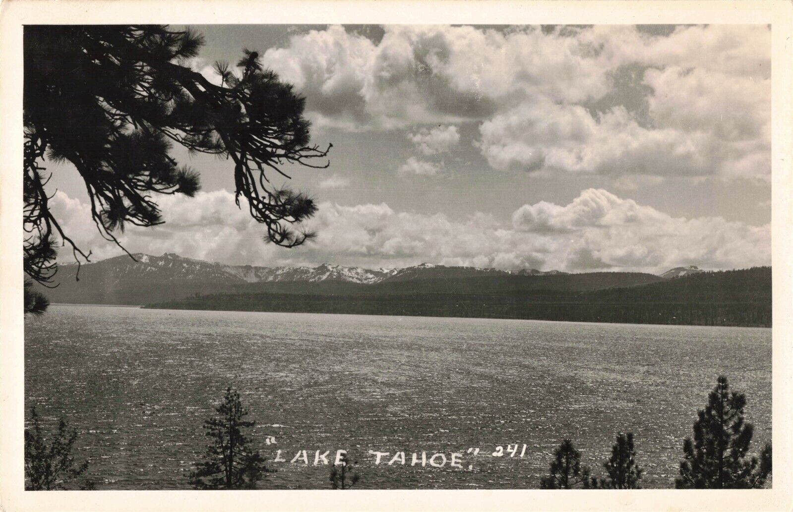 View of Lake Tahoe CA California 1935 RPPC B465