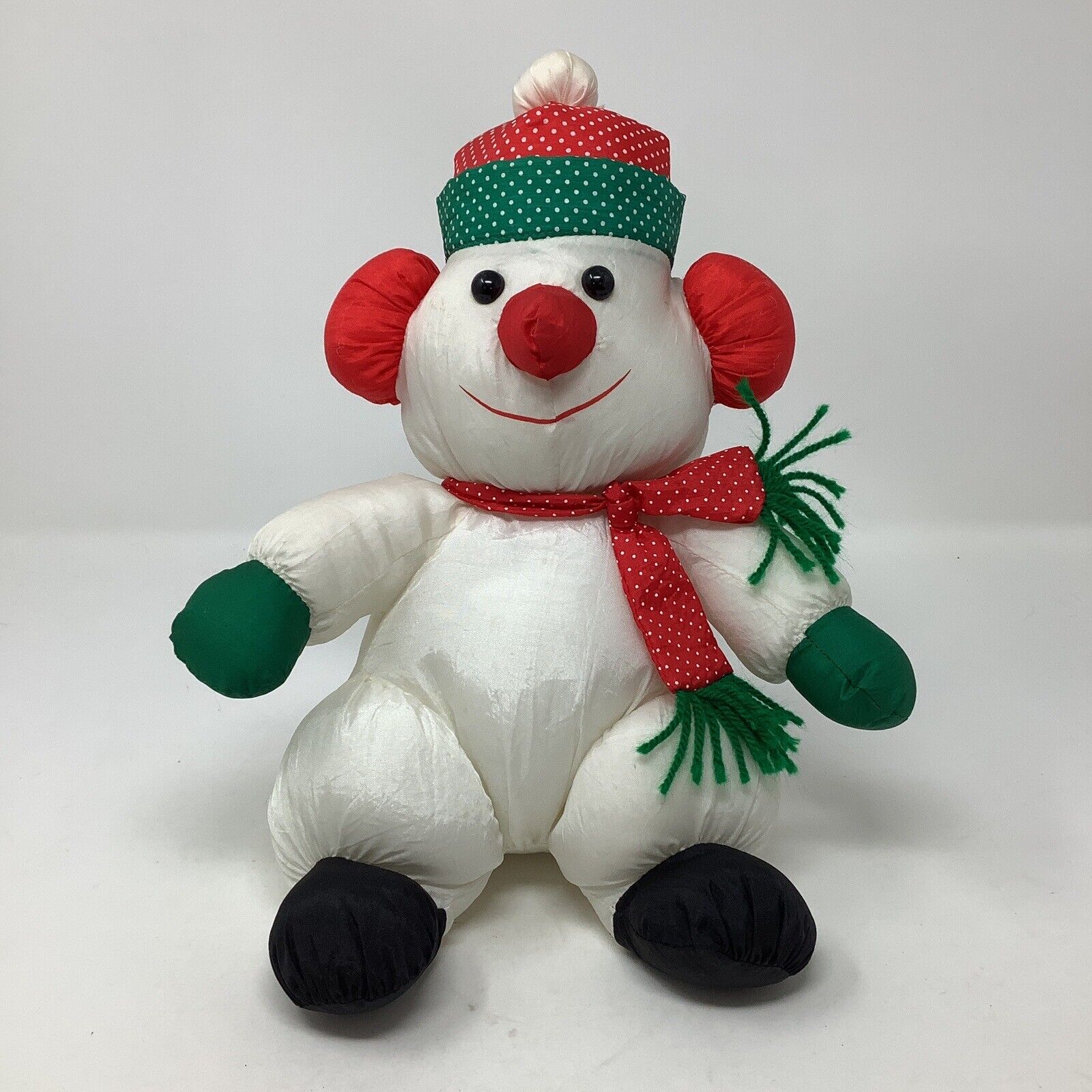 Sterling Inc Christmas Snowman Nylon Parachute Fabric Stuffed Polka Dot Scarf 