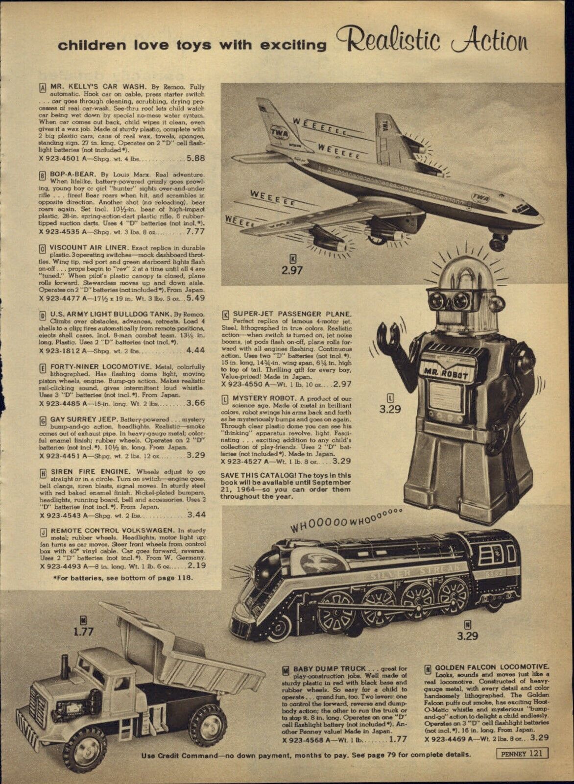 1964 PAPER AD Mystery Robot Golden Falcon Locomotive Model Farm Super Jet Plane