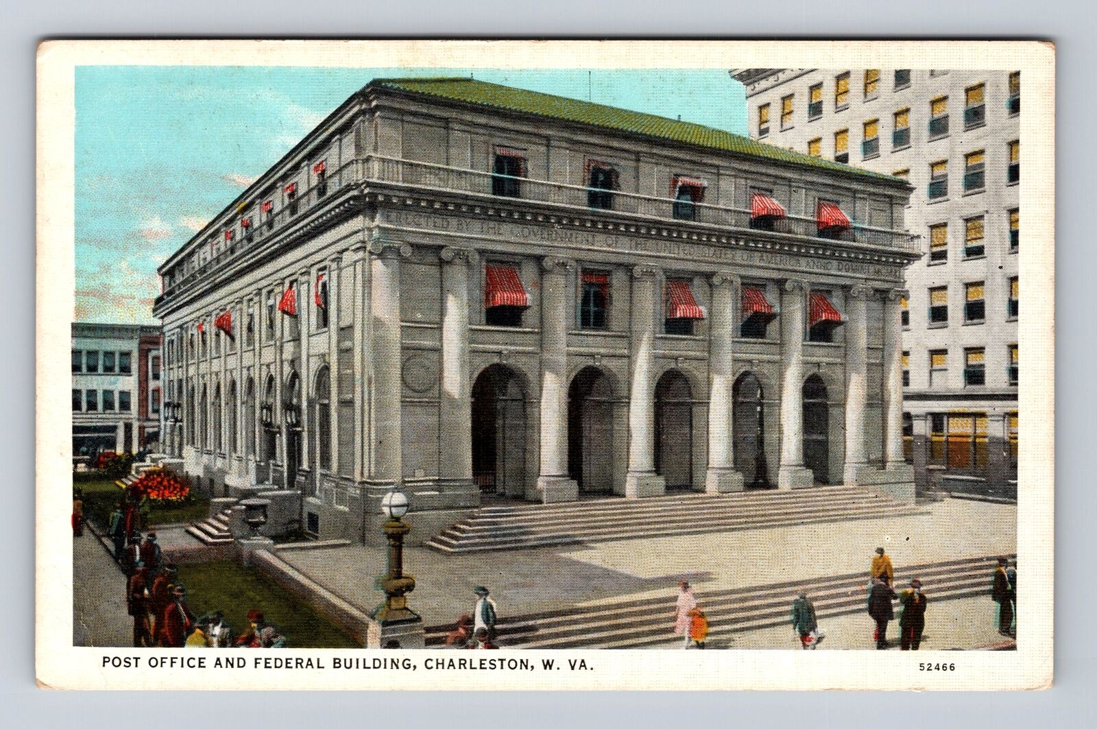 Charleston WV-West Virginia, US Post Office, Federal Building, Vintage Postcard