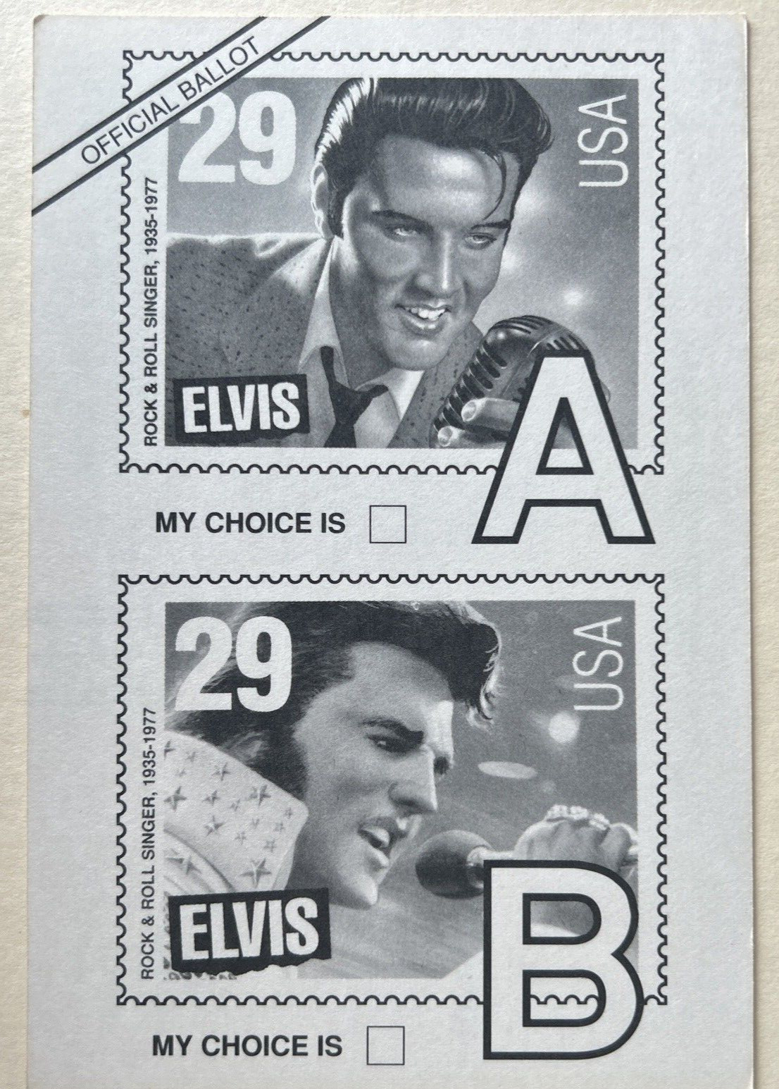 Elvis Presley Stamps Ballot 1992 Mail In Ballot Vintage Postcard