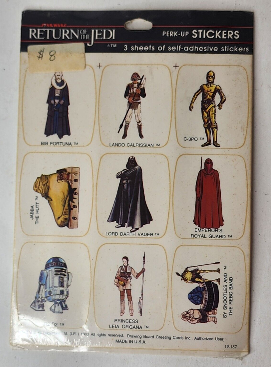 Vintage 1983 Star Wars Return Of The Jedi Stickers Made in the USA