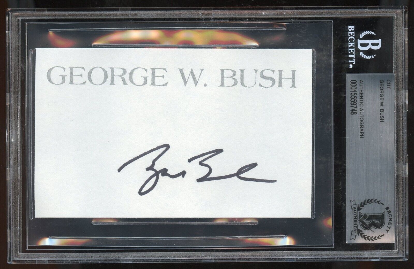 George W. Bush signed autograph 3x5 cut Former President of the USA BAS