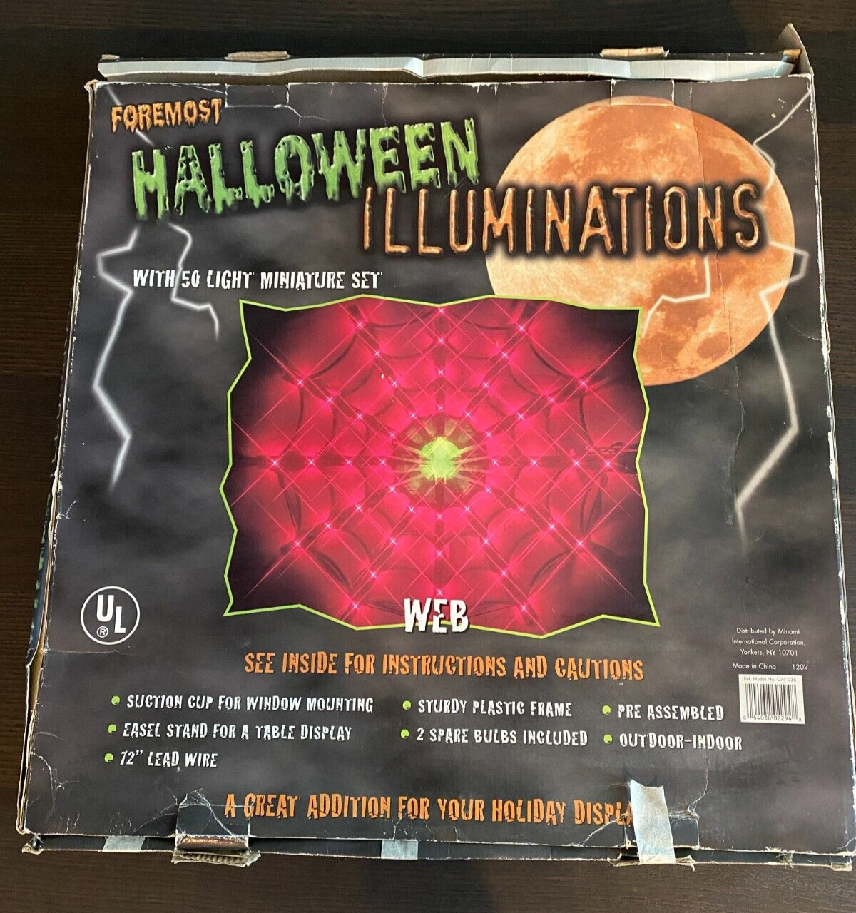 Vintage Foremost Halloween Illuminations Lighted Spider Web - 50 Lights
