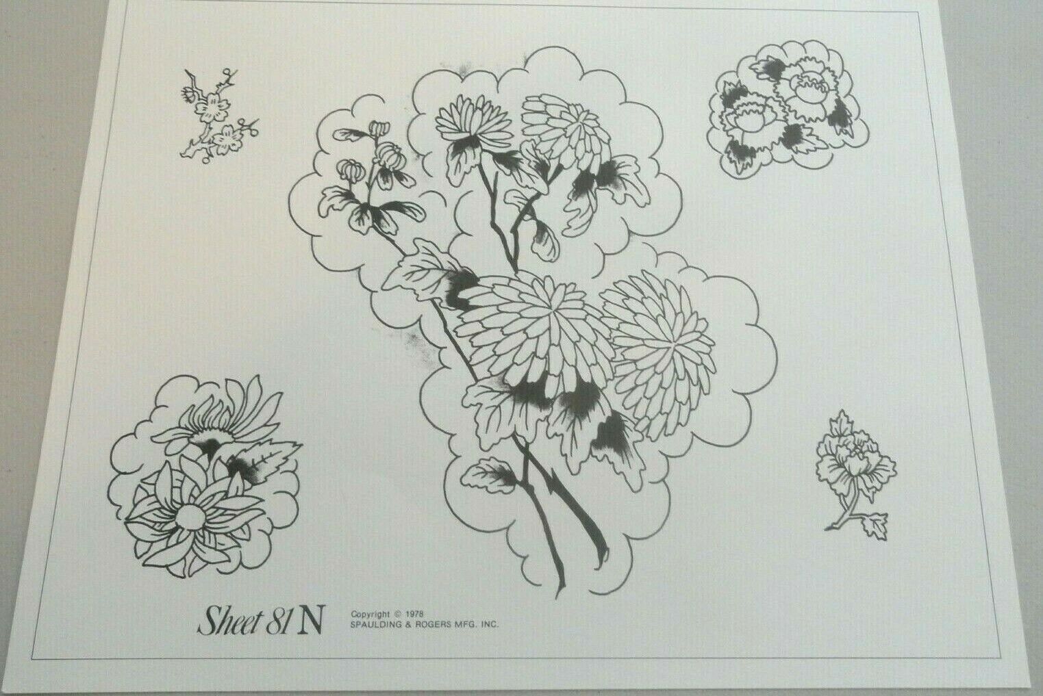 VTG 1978 Spaulding & Rogers Don Nolan Tattoo Flash Sheet #81N Flowers