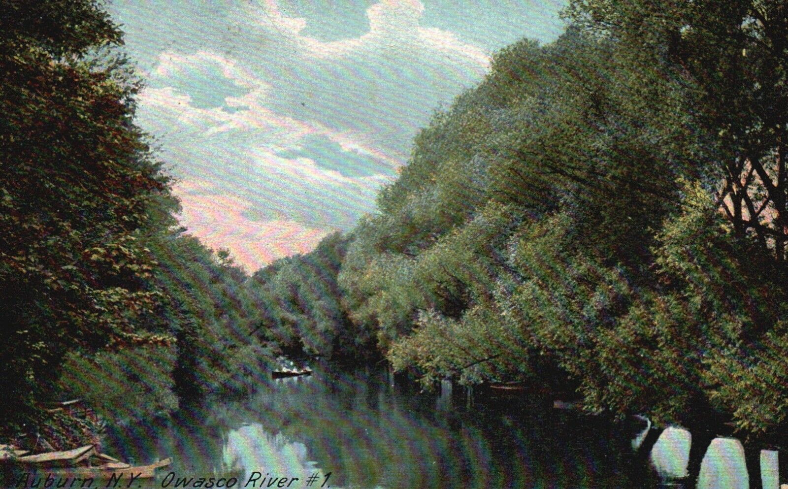 Postcard NY Auburn New York Owasco River #1 Posted 1912 Vintage PC G2673
