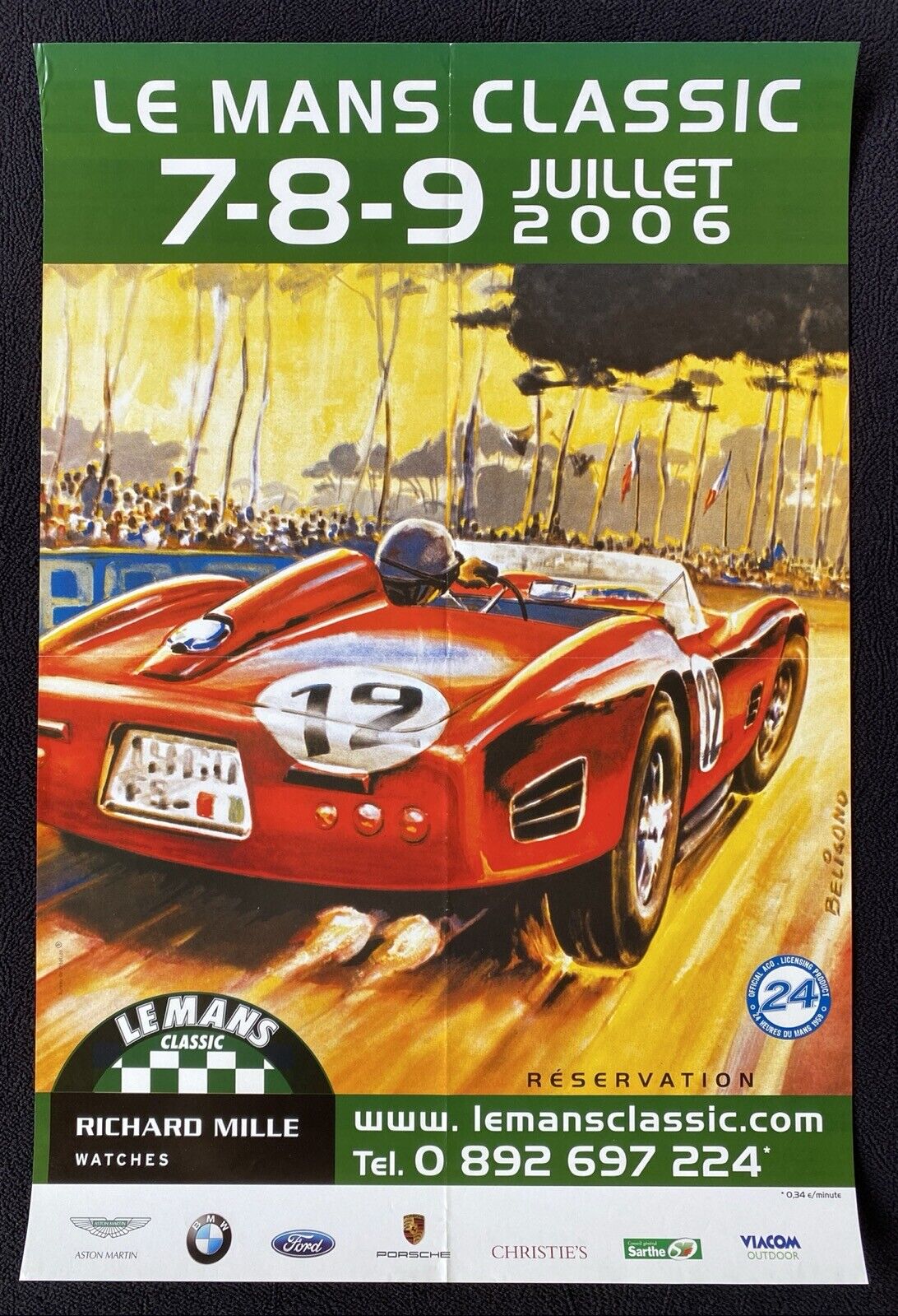 2006 Le Mans Classic Poster Beligono 1959 Ferrari 250 Testa Rossa 59/60