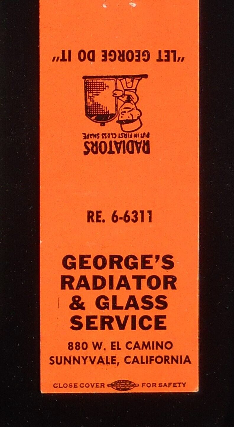 1960s George's Radiator & Glass Service 880 W. El Camino Sunnyvale CA Matchbook