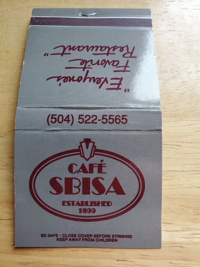 Vintage Cafe Sbisa matchbook Unstruck New Orleans LA