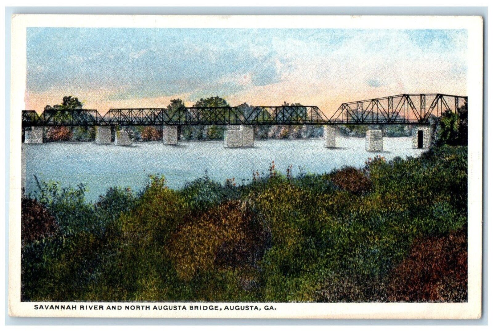 c1920 Savannah River North Augusta Bridge Exterior Augusta Georgia GA Postcard
