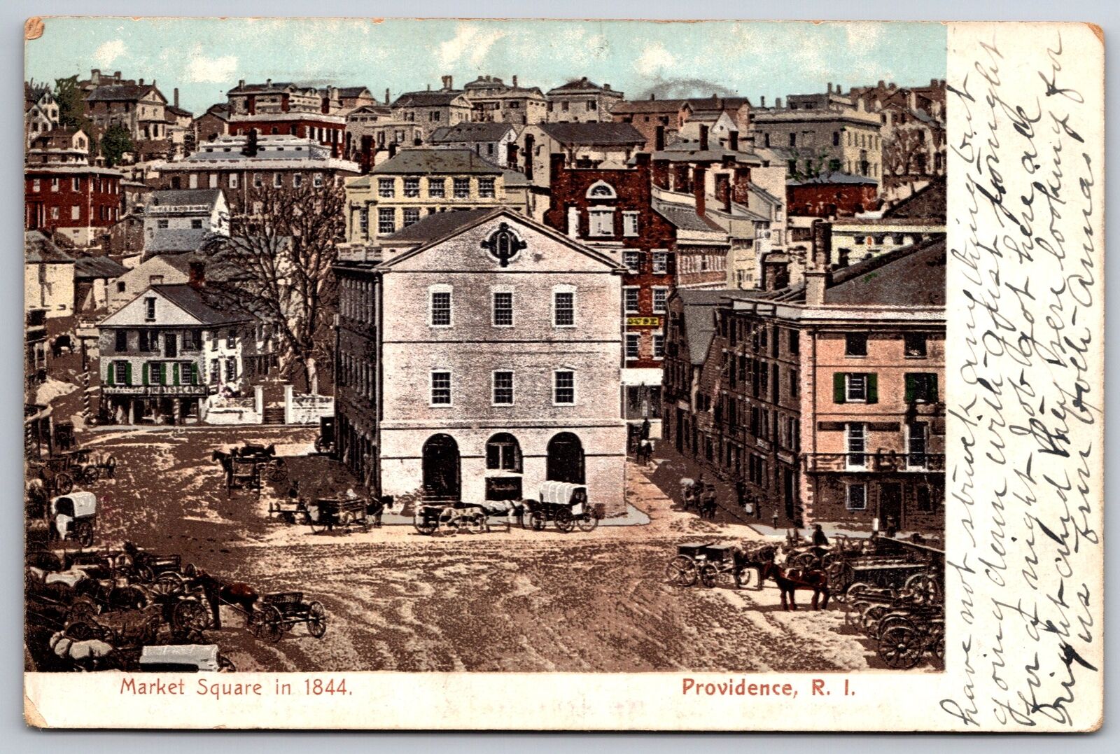 Providence Rhode Island~Market Square in 1844~Historical View~1906 Postcard