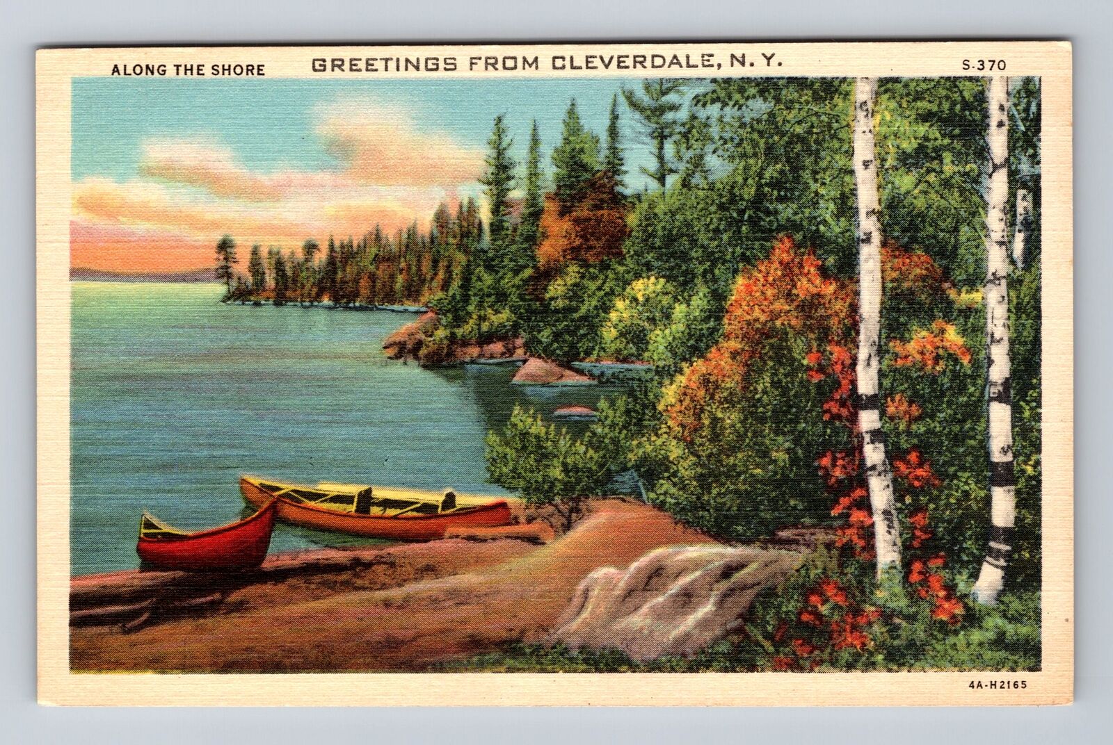 Cleverdale NY-New York, Scenic Greetings along the Shoreline, Vintage Postcard