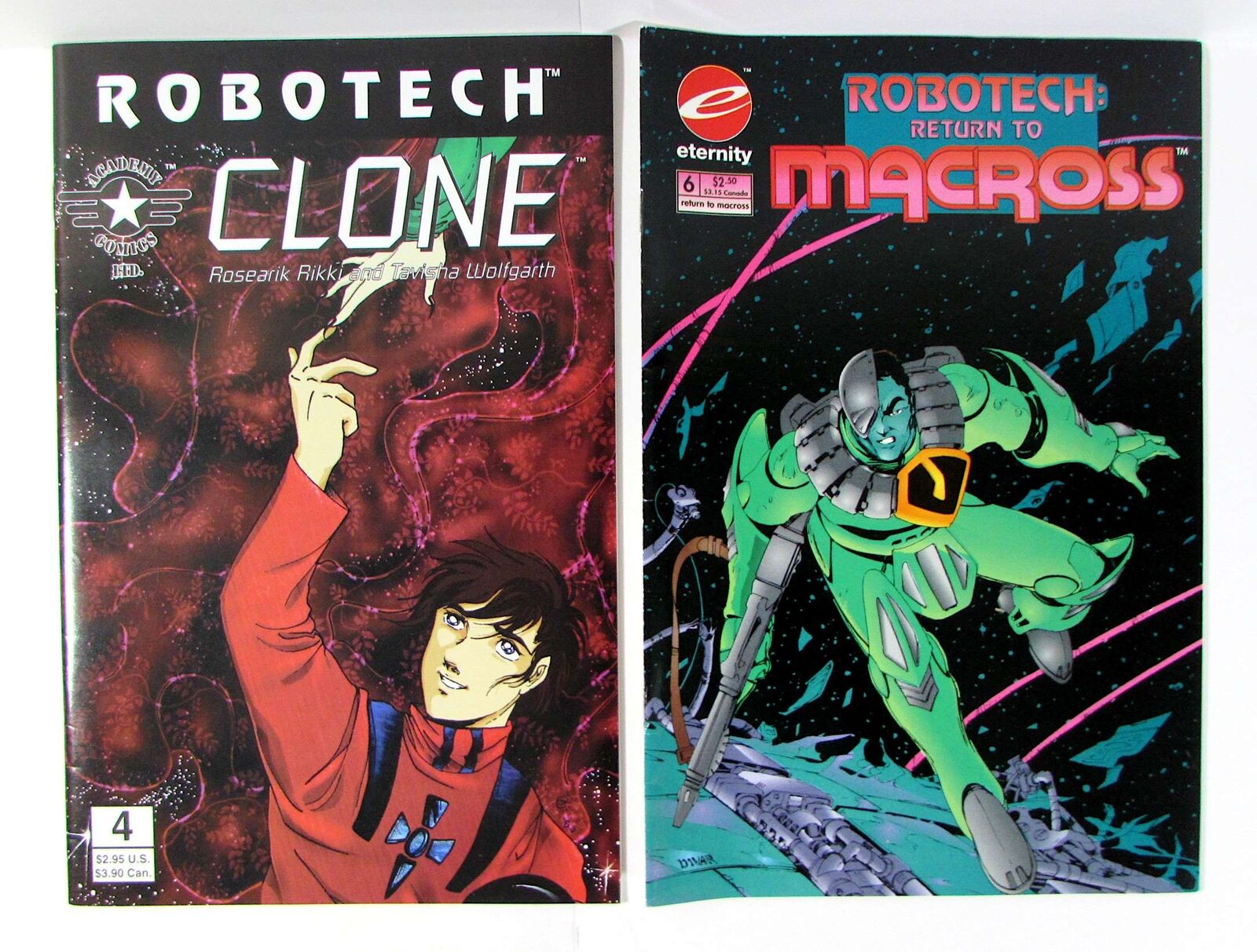 Robotech Lot of 2 #Clone 4, Macross 6 Academy Comics 1993 1st Print Comic Books