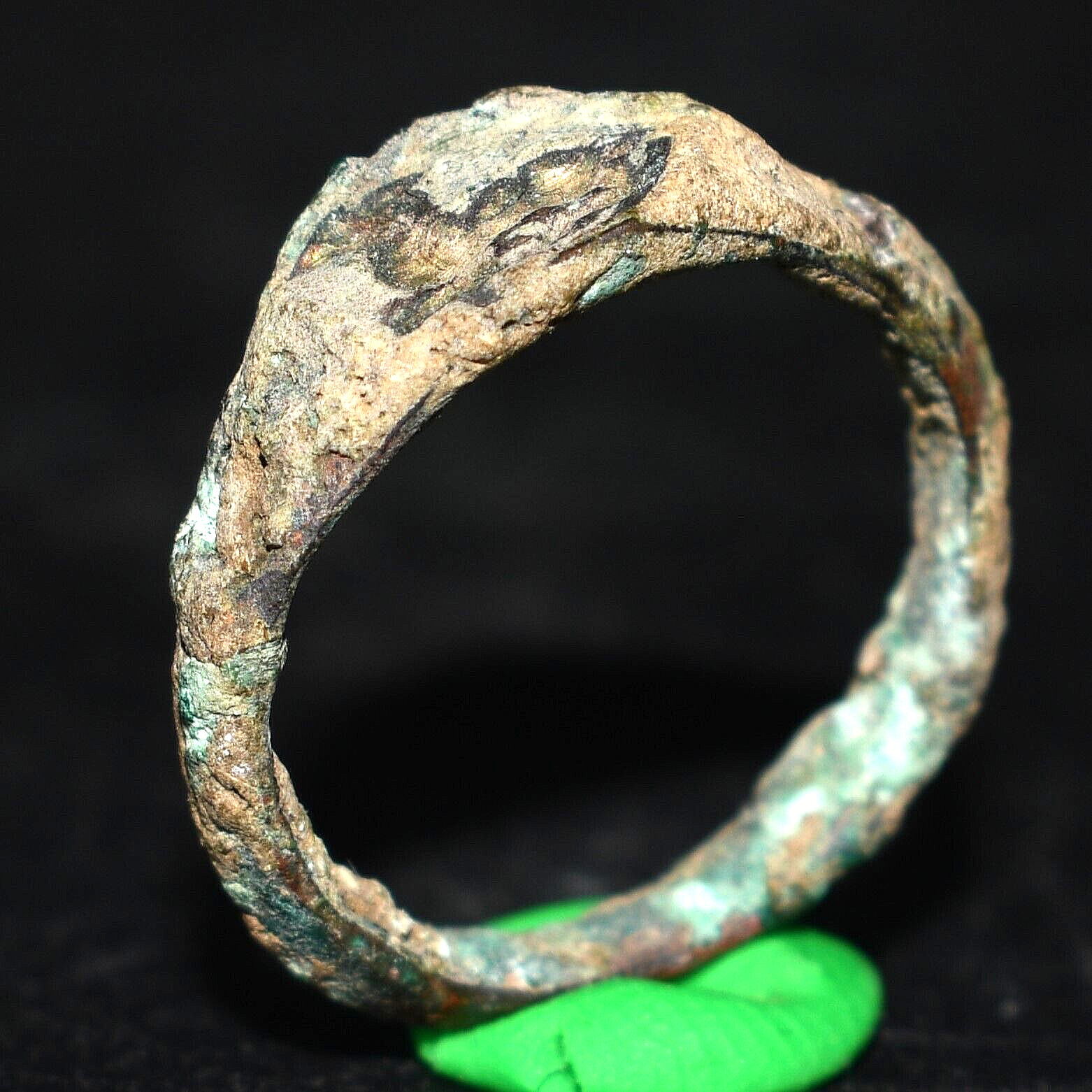 Ancient Roman Wearable Bronze Ring with Engraved Bezel Circa 1st Century AD