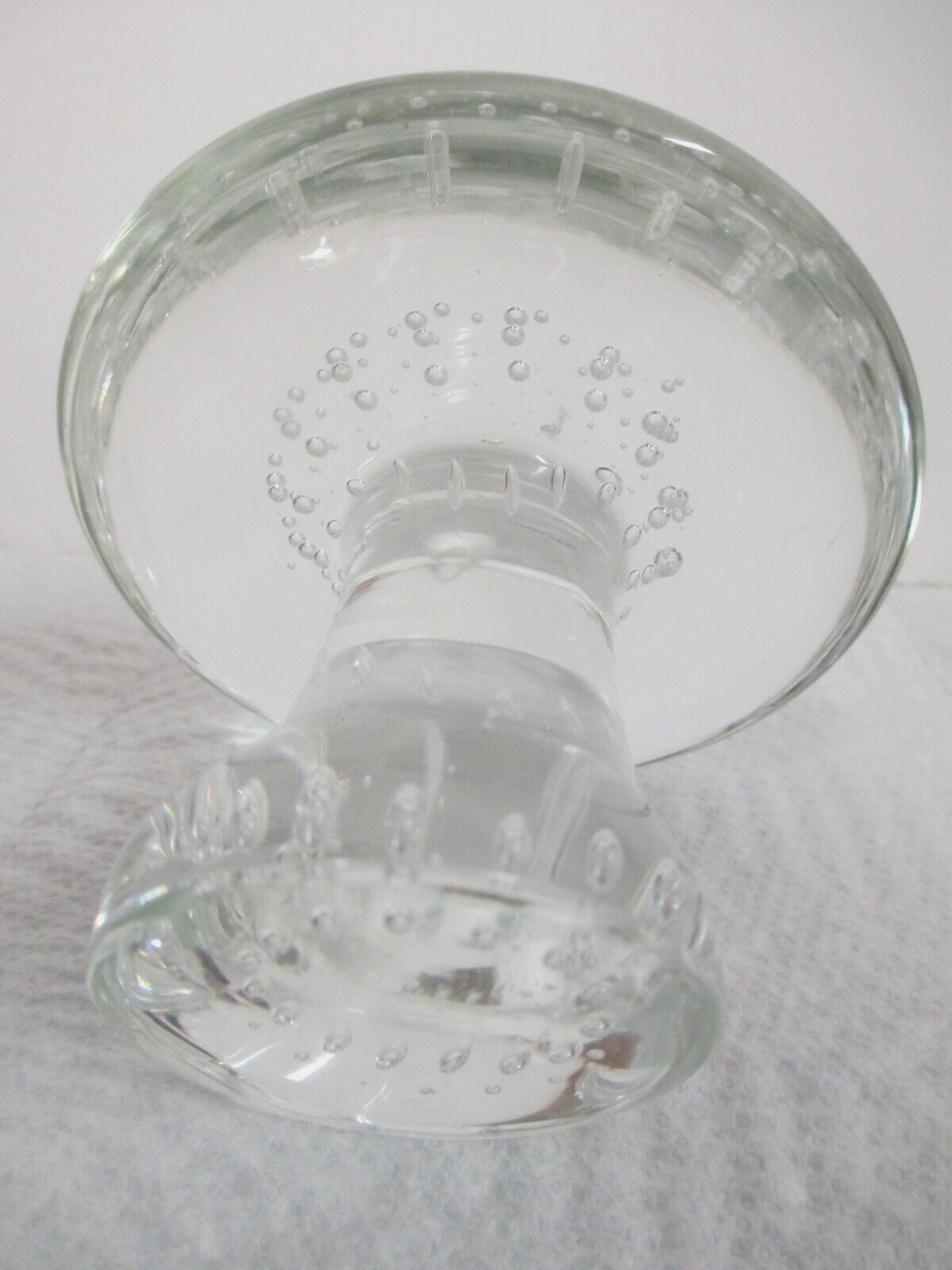 VINTAGE CONTROLLED BUBBLE CLEAR ART GLASS MUSHROOM 4-1/8\