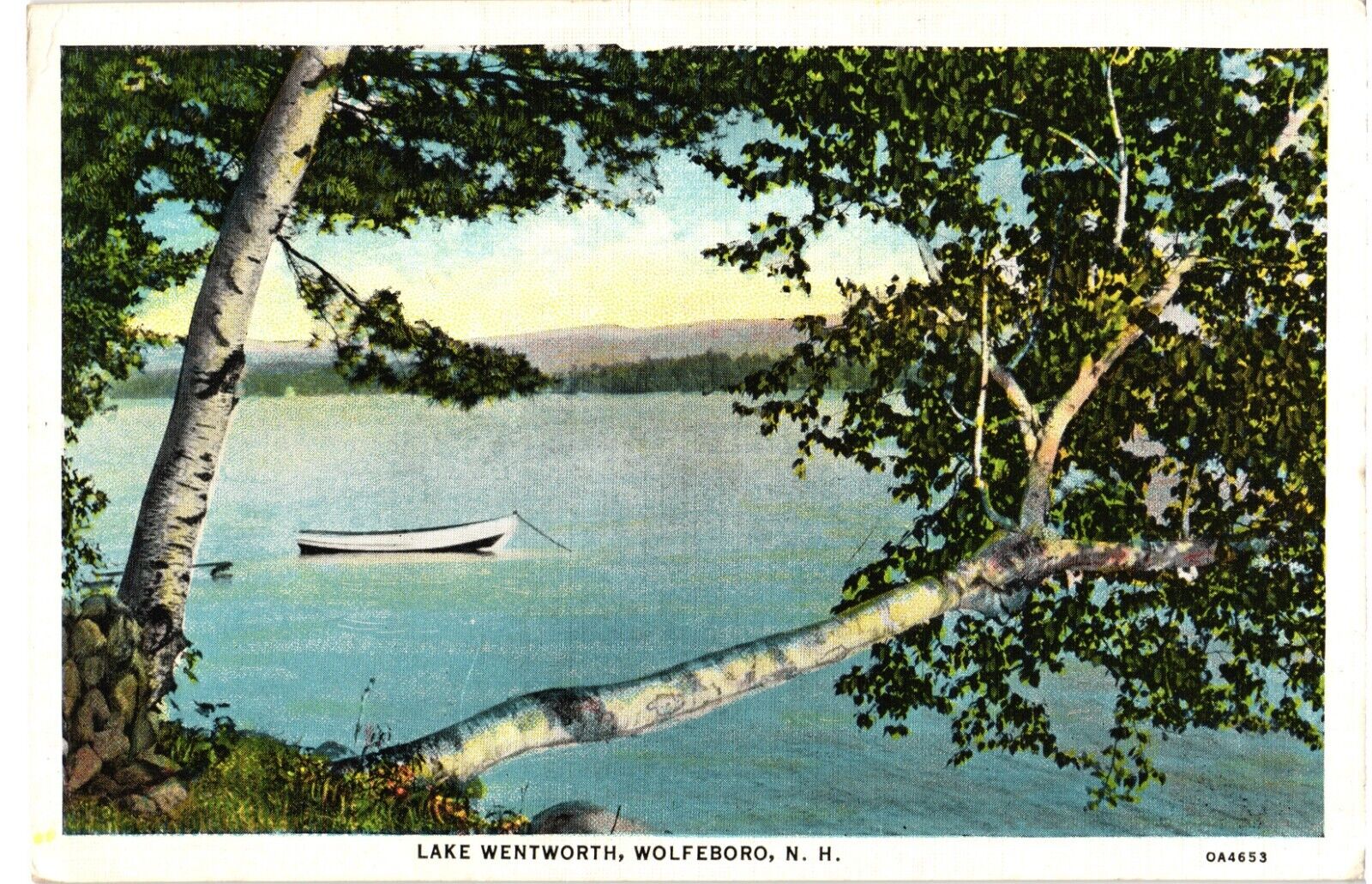 Lake Wentworth Wolfeboro New Hampshire Linen Postcard 1930