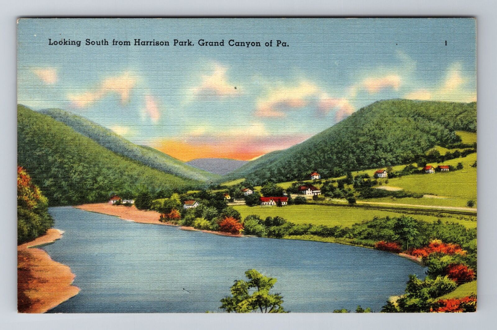 Harrison Park PA-Pennsylvania, Looking South Grand Canyon of PA Vintage Postcard