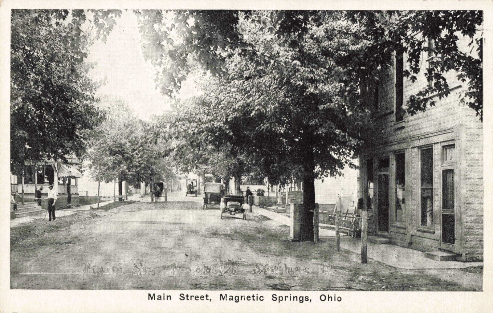 Main Street Magnetic Springs Ohio OH Old Cars c1920s Postcard