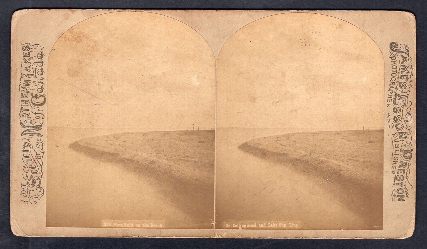 CANADA 1880s Stereoview Photo by Esson. View of Beach Lake Huron in Collingwood