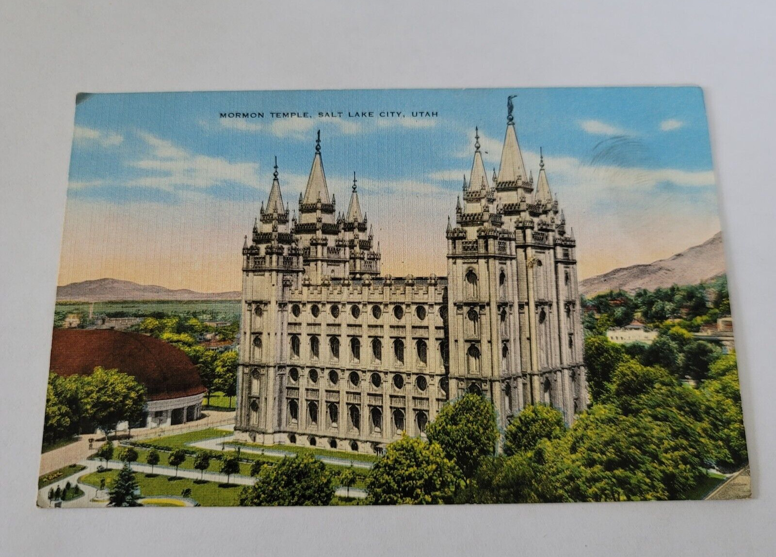 Vintage Linen Postcard Morman Temple Salt Lake City Utah Ogden News