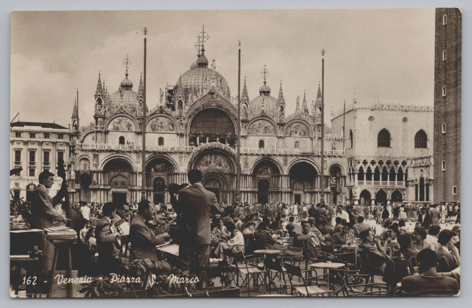 Postcard, Venezia, Venice, Place St Marco, St Mark\'s Square, Orchestra Cafe RPPC