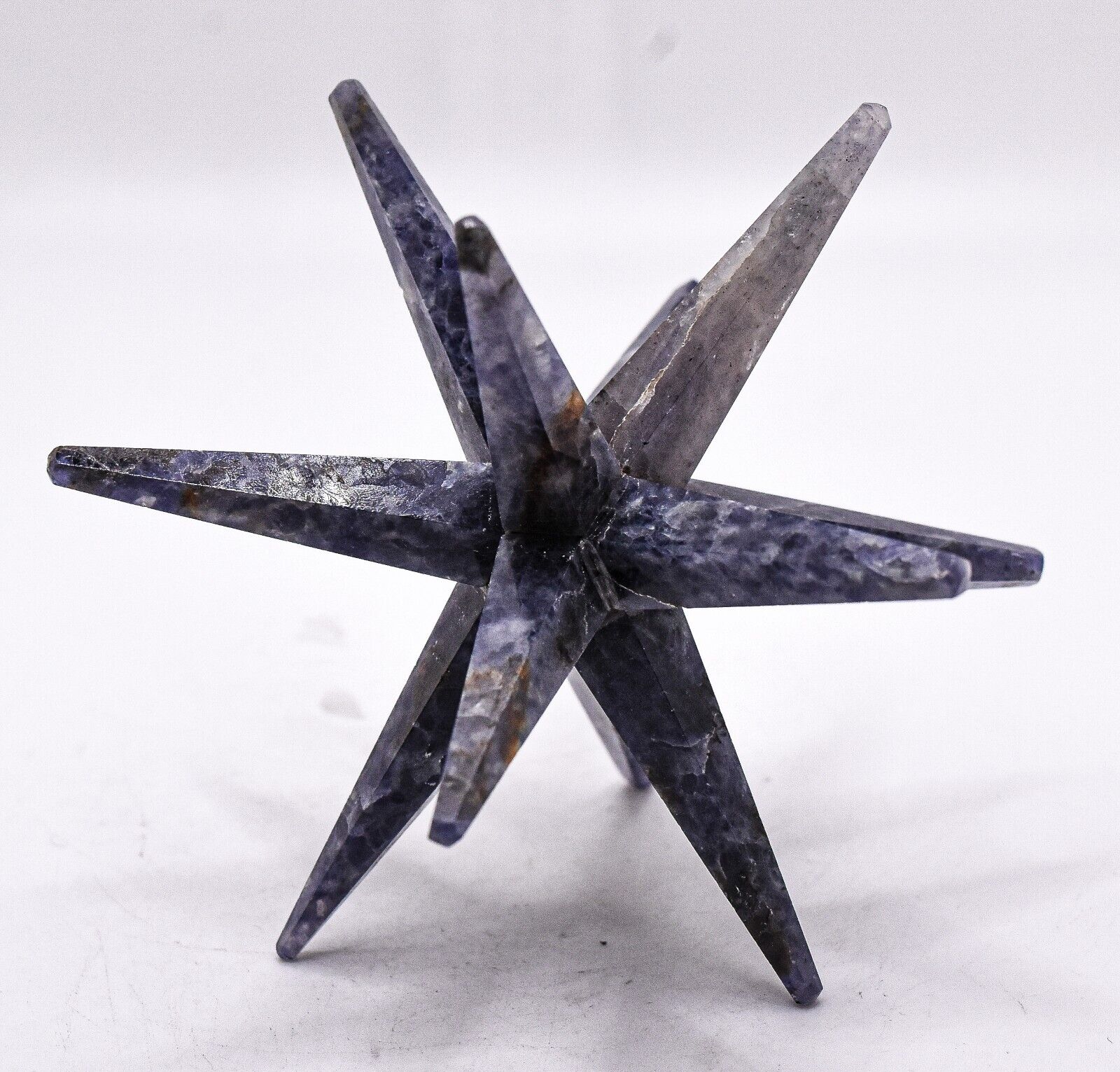 83mm Rich Blue Purple Iolite 12 Point Crafted Star Crystal Mineral Specimen Indi