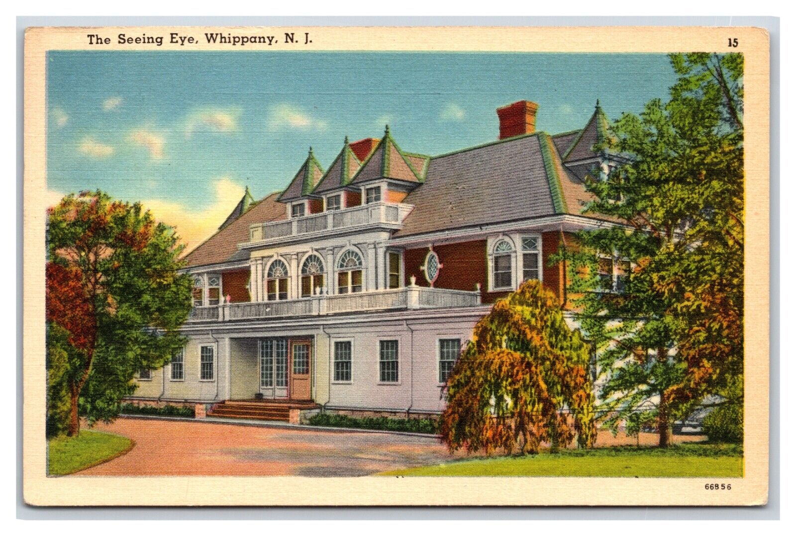 The Seeing Eye School for Blind Whippany NJ New Jersey Linen Postcard V11