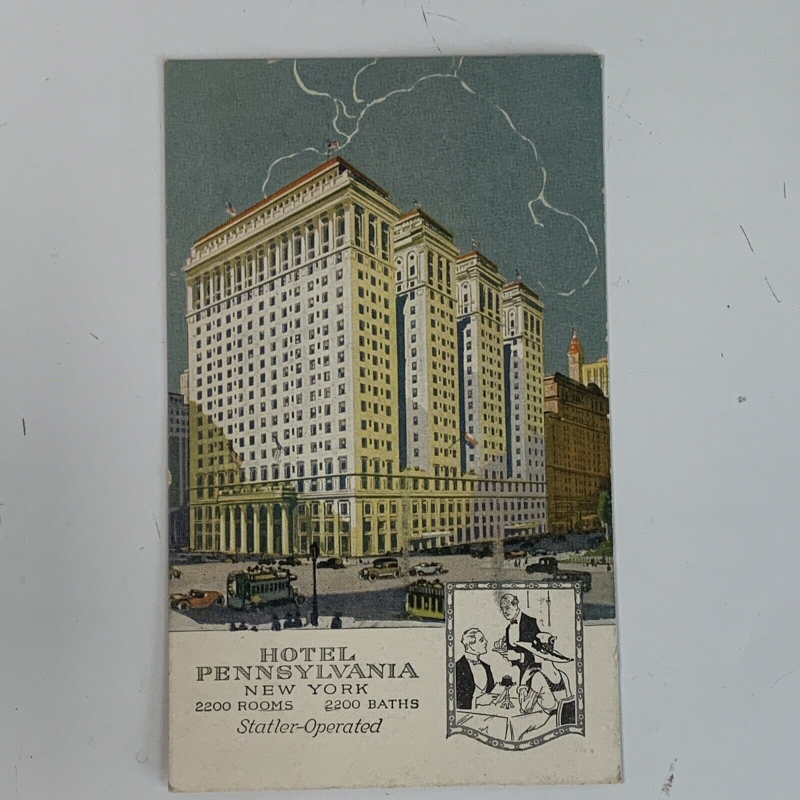 1919 Hotel Pennsylvania New York  Statler Operated Postcard-1 Cent Stamp