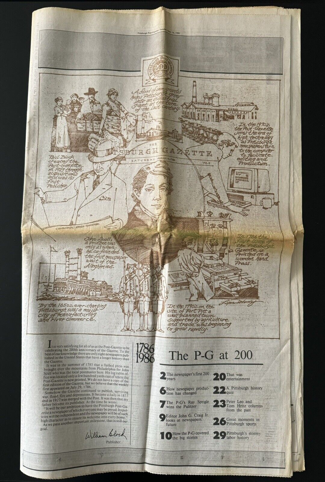 Pittsburgh Post-Gazette 200th Anniversary Newspaper (1986)