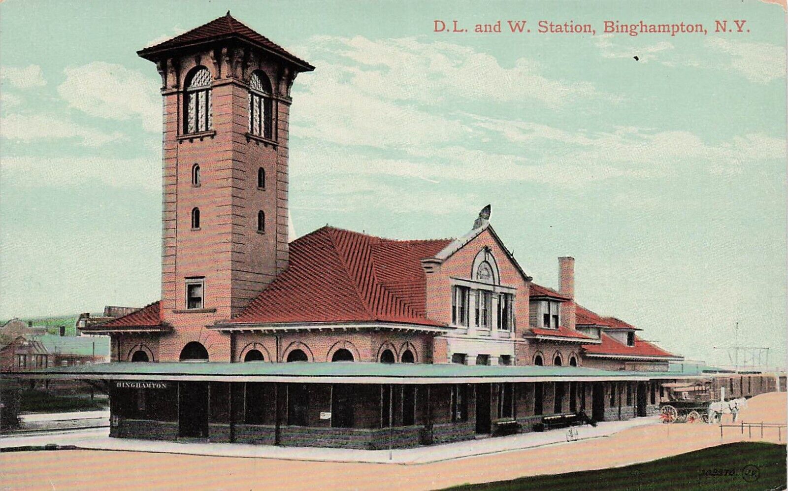 Lackawanna Train Station Binghamton NY Railroad Depot Vtg Postcard E18