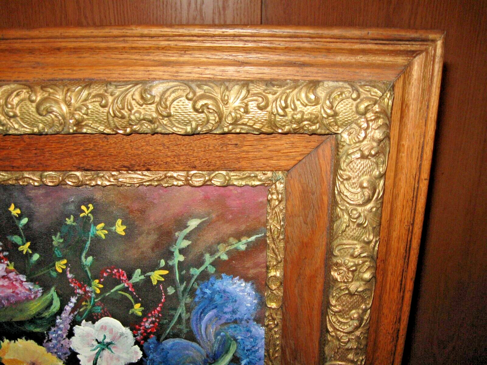 Antique Oak Victorian Ornate Gesso Wood Picture Frame LARGE 28\