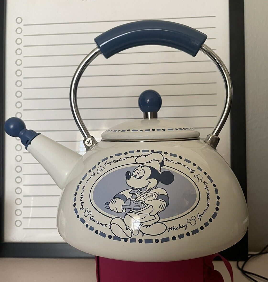 Disney Mickey Mouse Gourmet Chef Tea Kettle Vintage 1980\'s, whistling