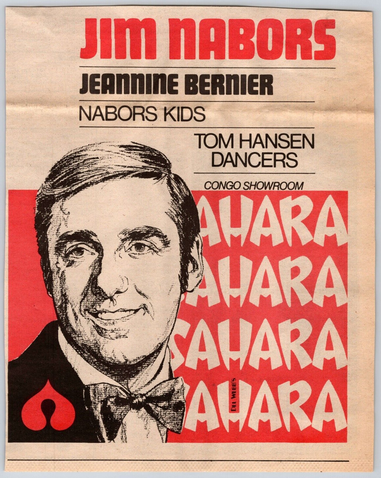 Las Vegas Jim Nabors Sahara Casino 1973 Print Advertisement Ad NV Strip Vintage