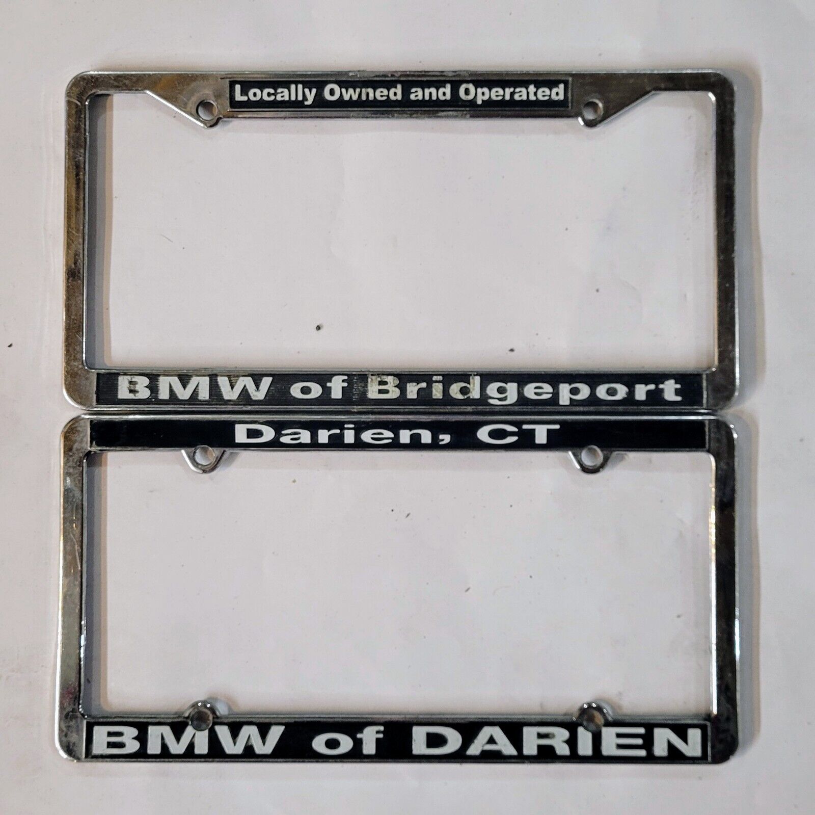 2 BMW DEALERSHIP LICENSE PLATE FRAMES 🔥FREE SHIPPING🔥 DARIEN & BRIDGEPORT, CT